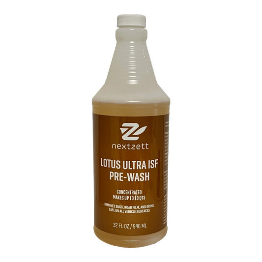 Bottle of nextzett Lotus Ultra ISF Pre-Wash on a white background
