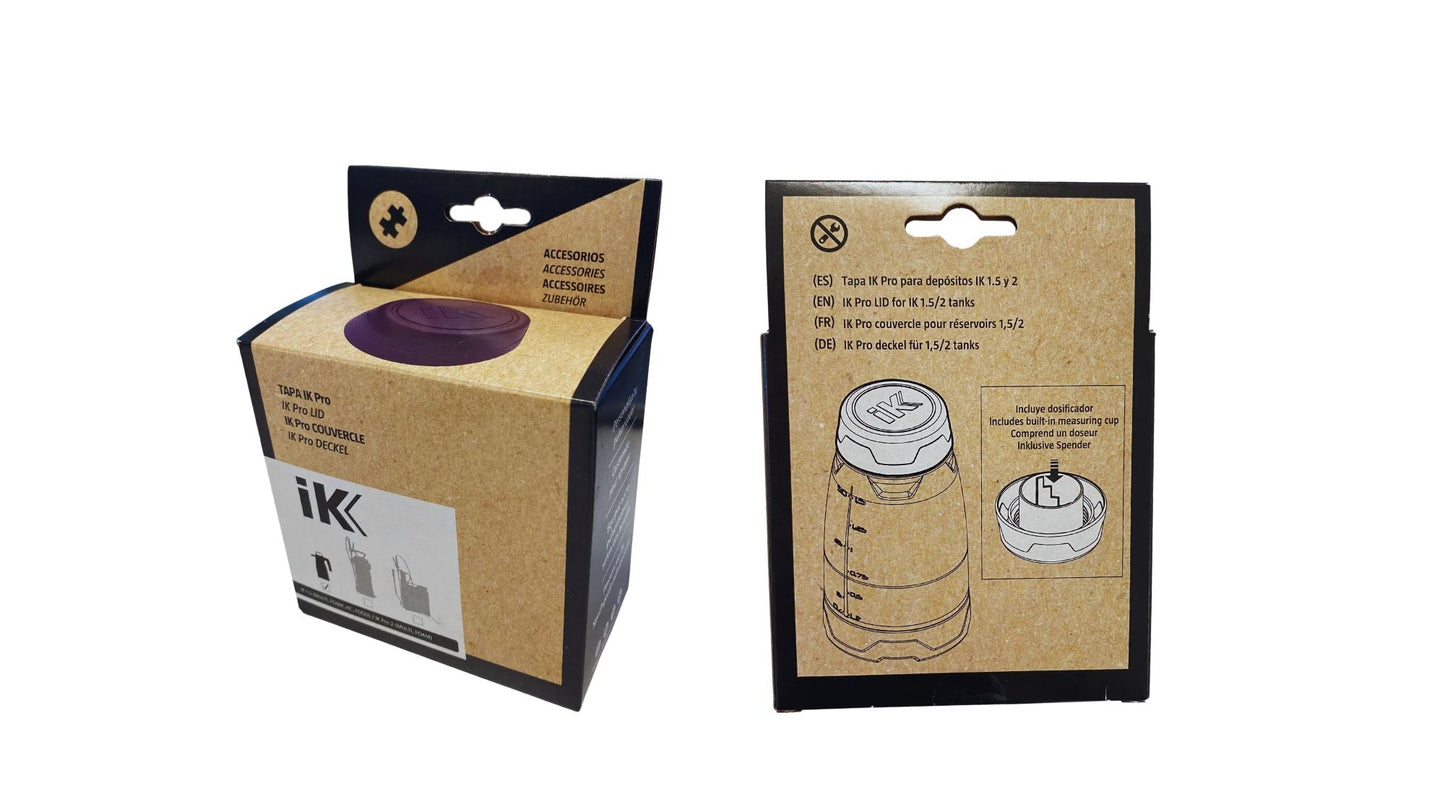 Two cardboard packaging boxes for iK lids on a white background