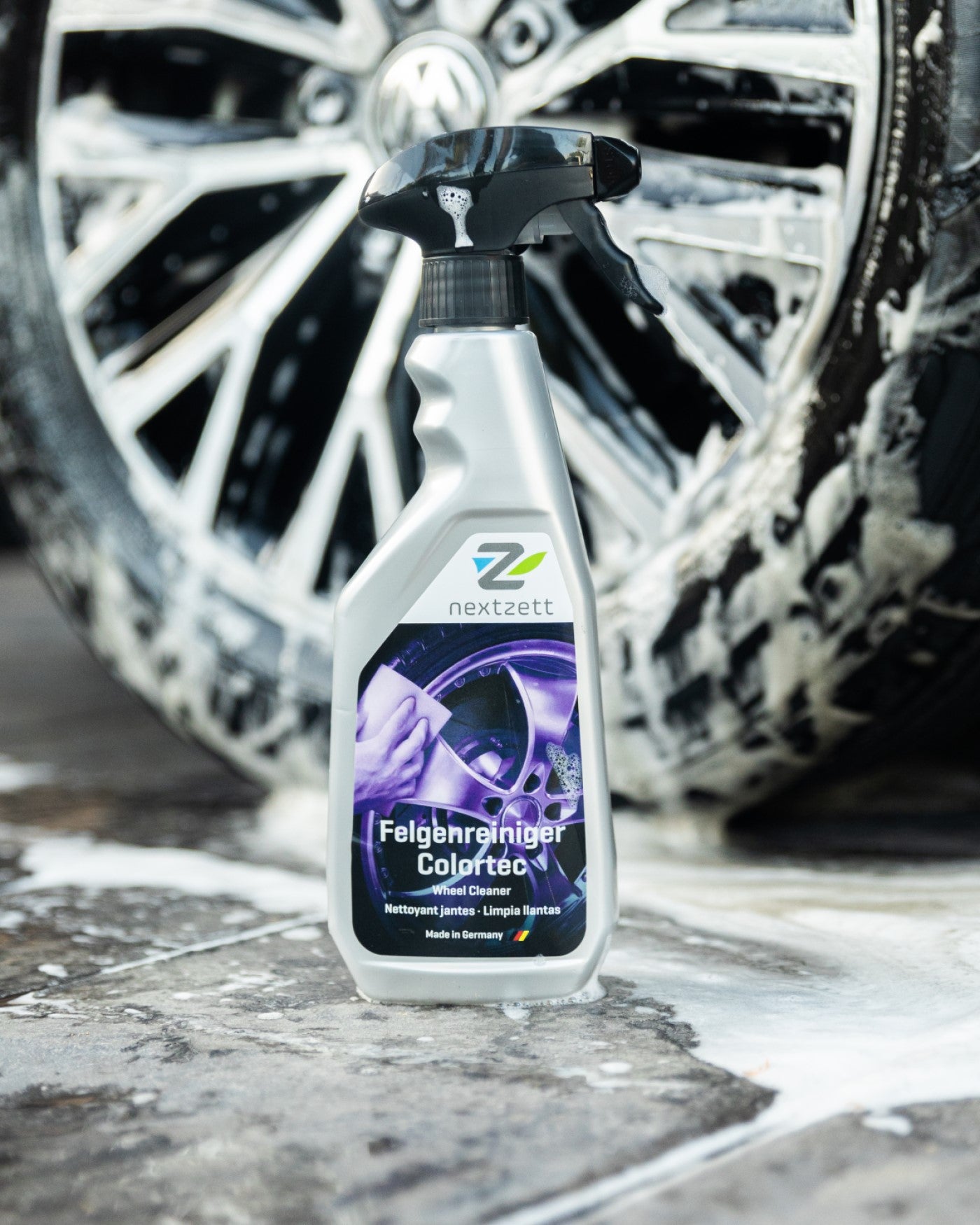 nextzett colortec wheel cleaner for cleaning wheels and removing iron contaminants